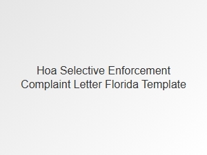 Florida Hoa Selective Enforcement Complaint Letter Template