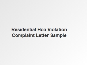 Residential Hoa Violation Complaint Letter Sample Florida