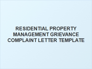 Residential Property Management Grievance Complaint Letter Template Florida