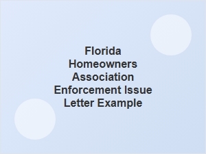 Florida Hoa Enforcement Issue Letter Example