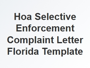 Hoa Selective Enforcement Complaint Letter Template Florida