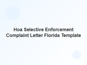 Hoa Selective Enforcement Complaint Letter Template Florida