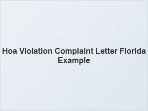 Hoa Violation Complaint Letter Florida Example