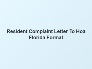 Resident Complaint Letter to Hoa Florida Format