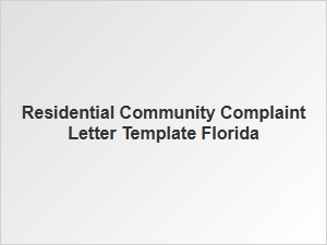 Residential Community Complaint Letter Template Florida